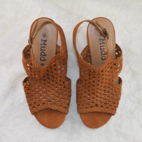 MUDD Woven Peep-Toe Platform Wedge Sandals - Picture 4 of 7
